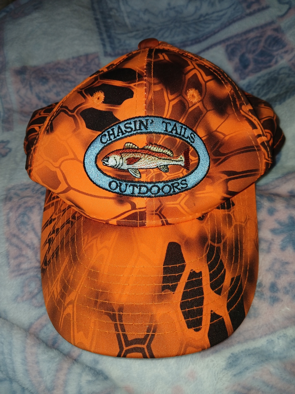 Orange Camo Fishing Cap
